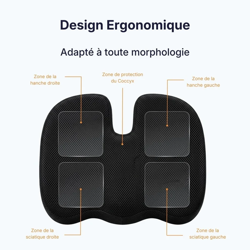 Coussin Orthopédique d'Assise Cellsius - Soulage les douleurs du coccyx et lombaires
