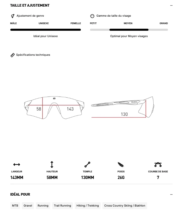Lunettes RUDY PROJECT ASTRAL SPHERE Crystal Bleu Verres IMPACTX™ Photochromique Laser Purple