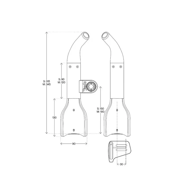 Prolongateurs de Cintre DEDA JET2 HYDRO Alu 315mm Taille S pour Blips Shimano
