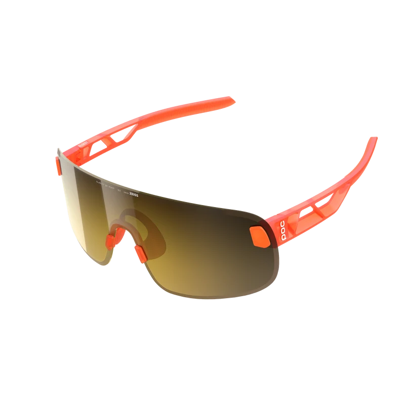 Lunettes POC ELICIT Orange Fluo Translucide Verre Clarity Road Partly Sunny Gold