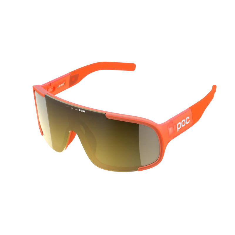 Lunettes POC ASPIRE MID Orange Fluo Translucide Verre Clarity Road Partly Sunny Gold