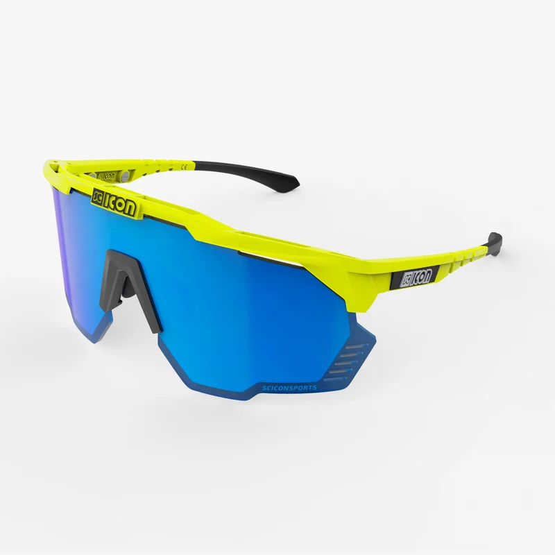 Lunettes SCICON AEROSHADE KUNKEN Jaune Fluo Multimirror Bleu
