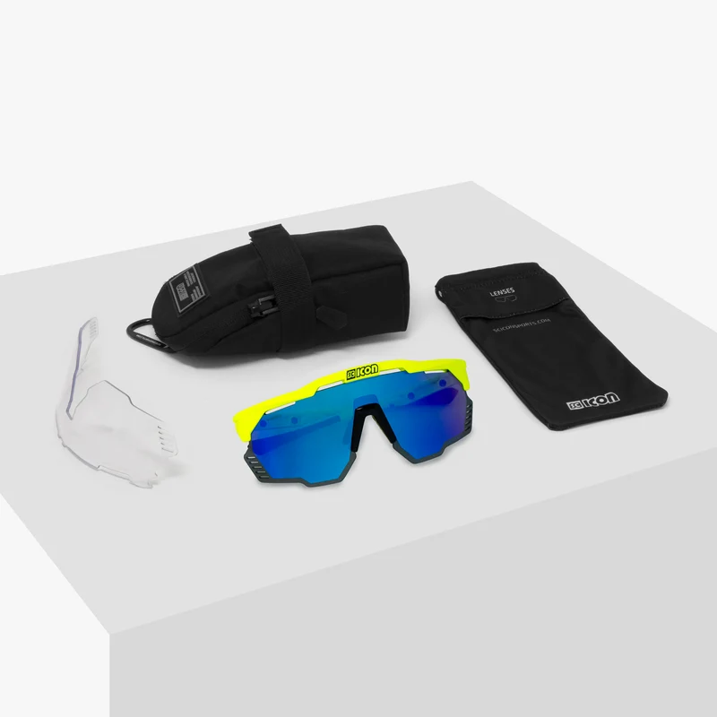 Lunettes SCICON AEROSHADE KUNKEN Jaune Fluo Multimirror Bleu