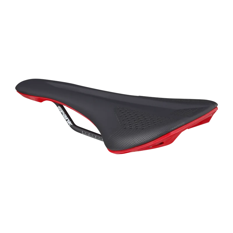 Selle SPANK SPIKE 160 Cuir Rails CrMo Rouge
