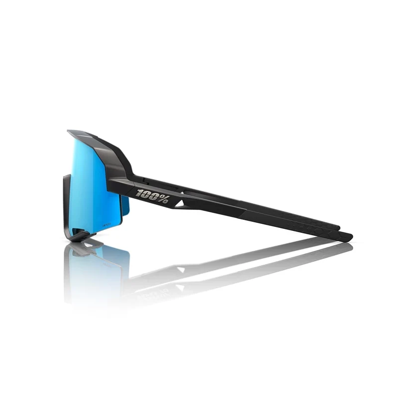 Lunettes 100% SLENDALE Noir Matt Hipper Mirror Bleu