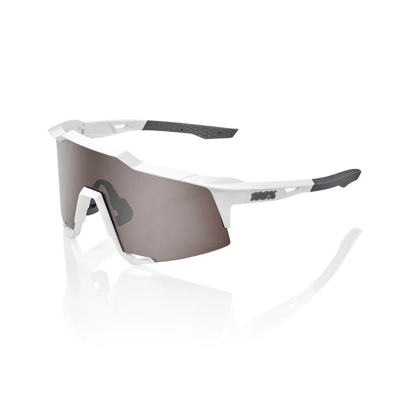 Lunettes 100% SPEEDCRAFT Blanc Matt Hiper Mirror Argent