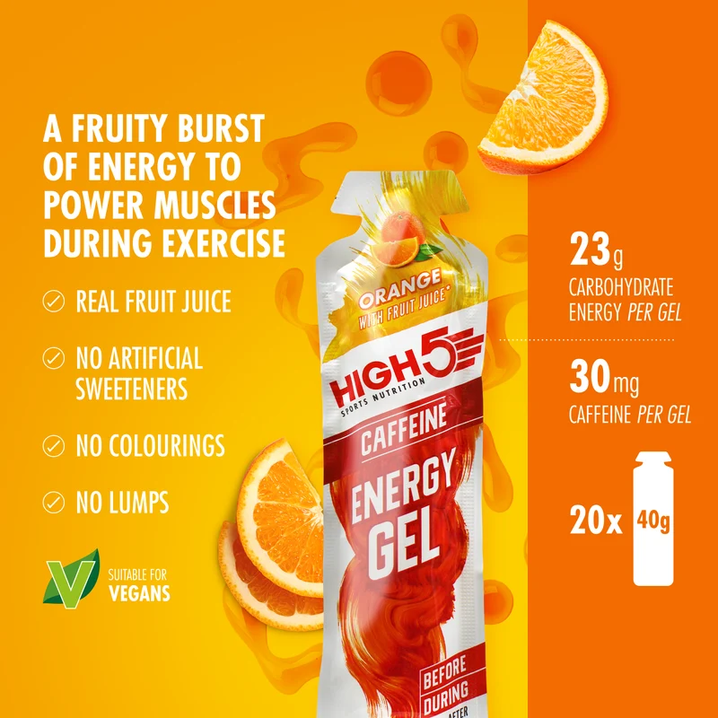 Gel Énergétique HIGH5 ENERGY GEL Caffeine (40g) Orange