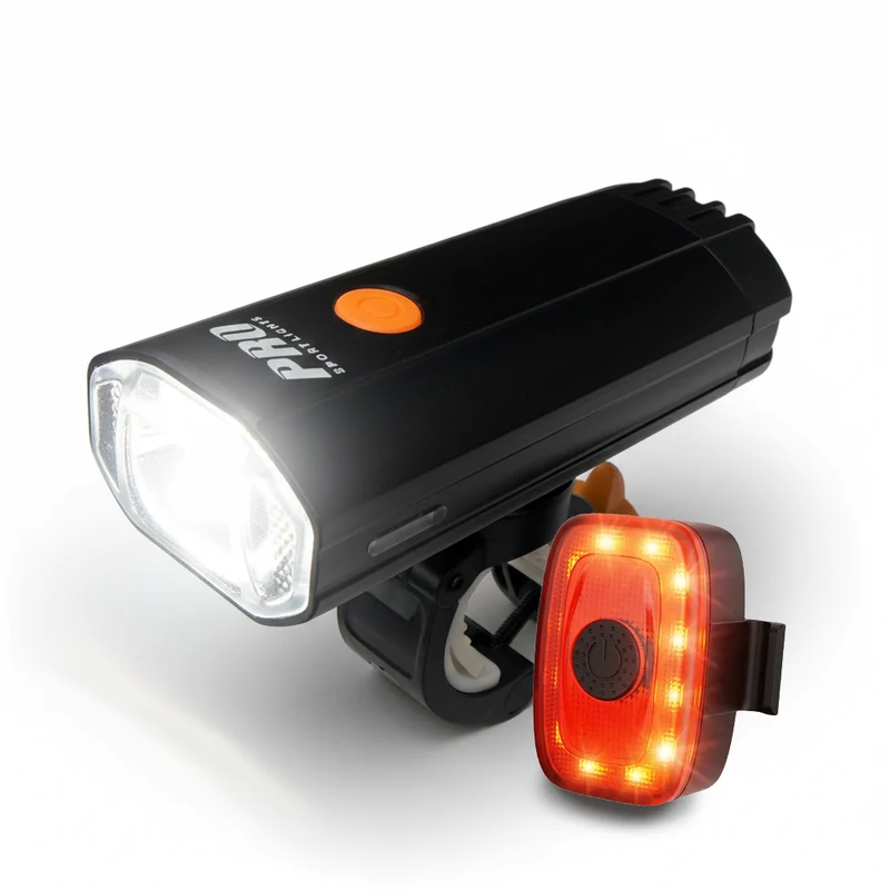 Fietsverlichting Set 1200 en 120 Lumen LED Fietslamp USB Oplaadbaar Koplamp Achterlicht