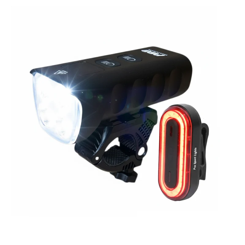 Fietsverlichtingsset 1800 en 100 Lumen Pro Sport Lights Performance Koplamp en Achterlicht Fiets MTB/Racefiets