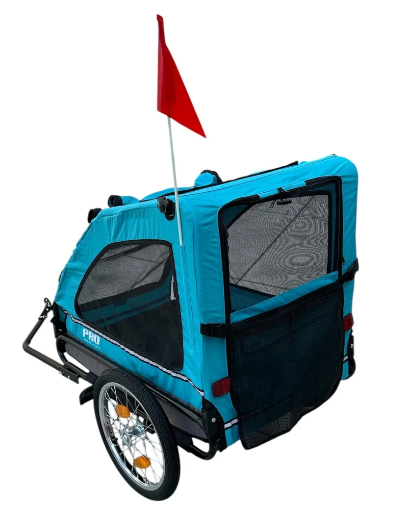 Hondenfietskar Blauw – Stevige Fietskar voor Honden met Reflectoren – Hondenkar tot 30 kg