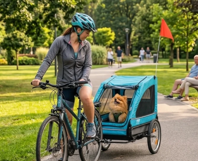 Hondenfietskar Blauw – Stevige Fietskar voor Honden met Reflectoren – Hondenkar tot 30 kg