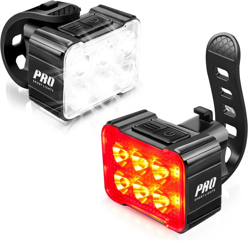 Fietsverlichtingsset Voorlicht en Achterlicht 360 en 50 Lumen LED USB Oplaadbaar