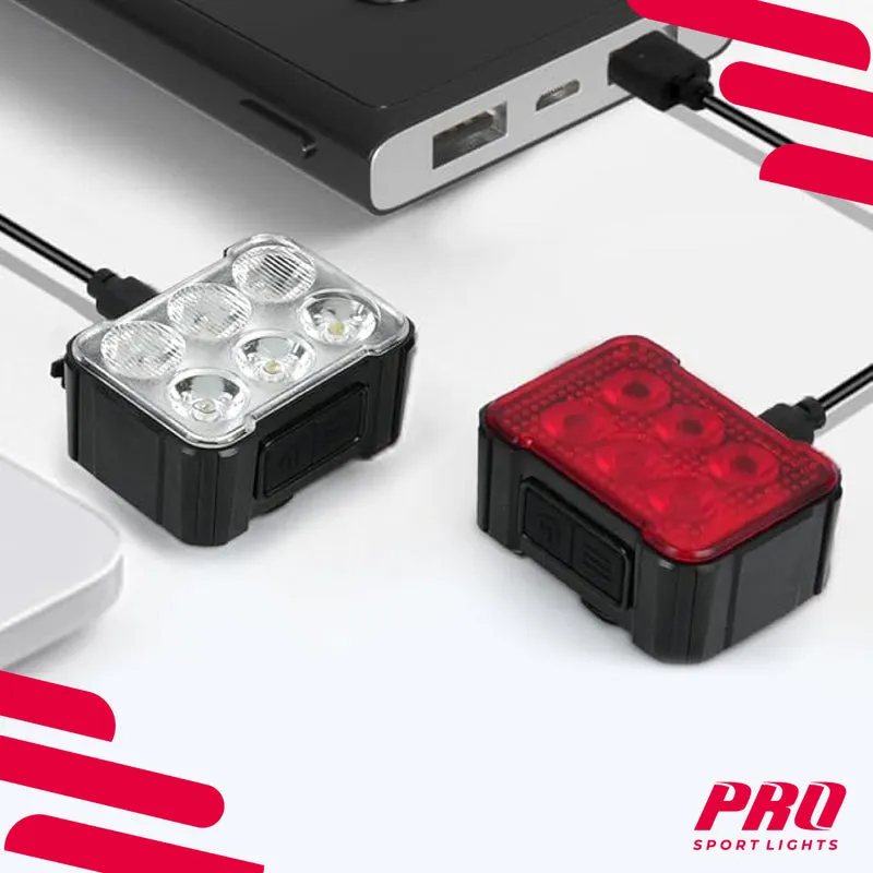 Fietsverlichtingsset Voorlicht en Achterlicht 360 en 50 Lumen LED USB Oplaadbaar