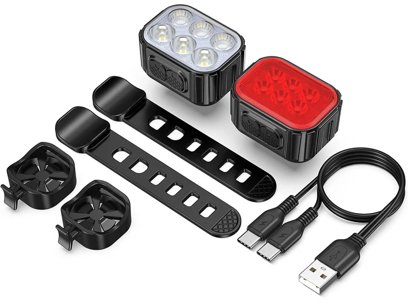 Fietsverlichting USB Oplaadbaar Koplamp en Achterlicht Set LED Verlichting