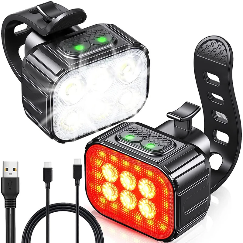 Fietsverlichting USB Oplaadbaar Koplamp en Achterlicht Set LED Verlichting