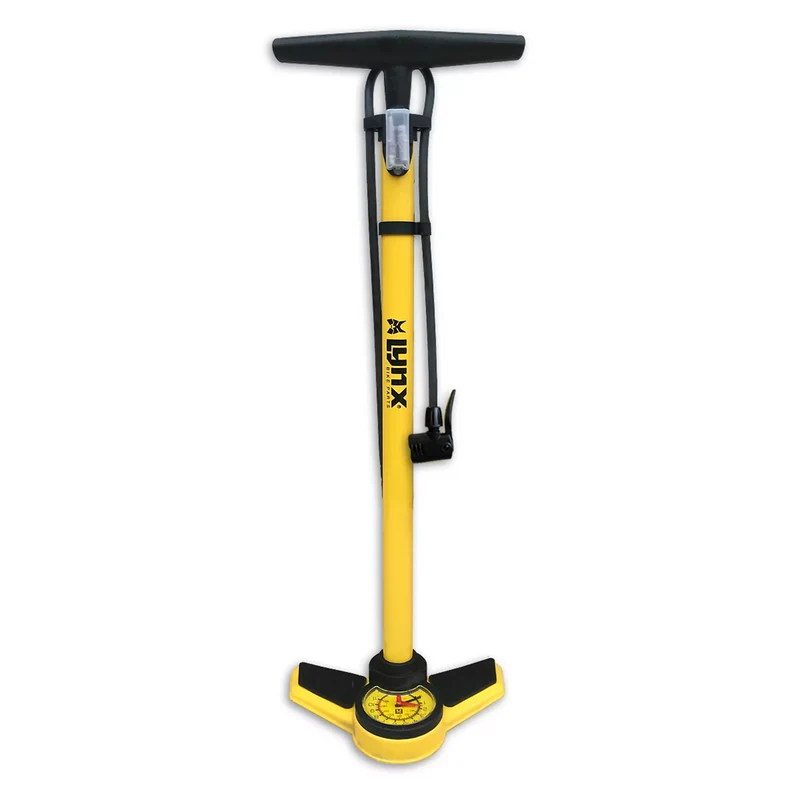 Fietspomp Met Drukmeter 6 bar Geel Bandenpomp Presta Dunlop Schrader Ventielen