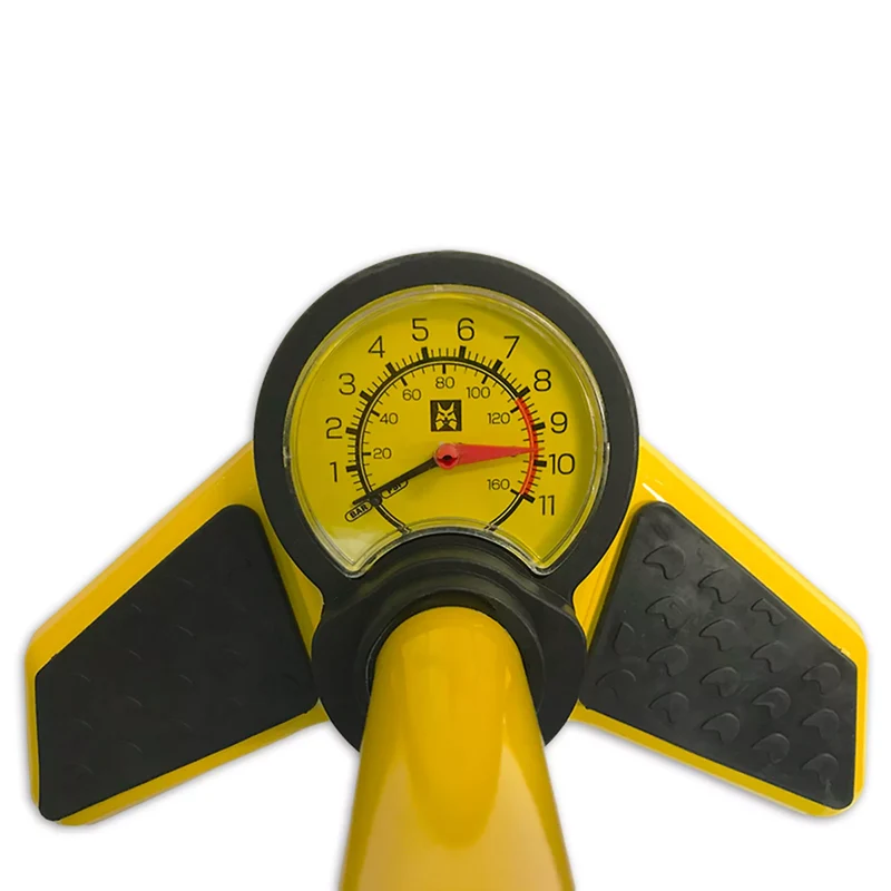Fietspomp Met Drukmeter 6 bar Geel Bandenpomp Presta Dunlop Schrader Ventielen