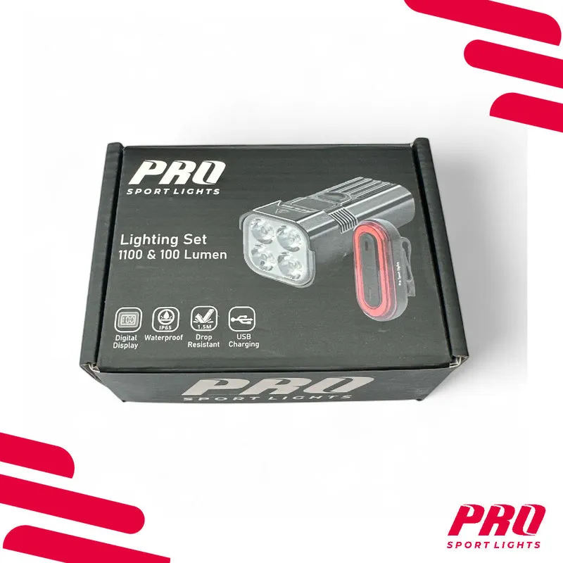 Fietsverlichting USB Oplaadbaar 1100 en 100 Lumen Koplamp en Achterlicht Fiets LED Fietslicht