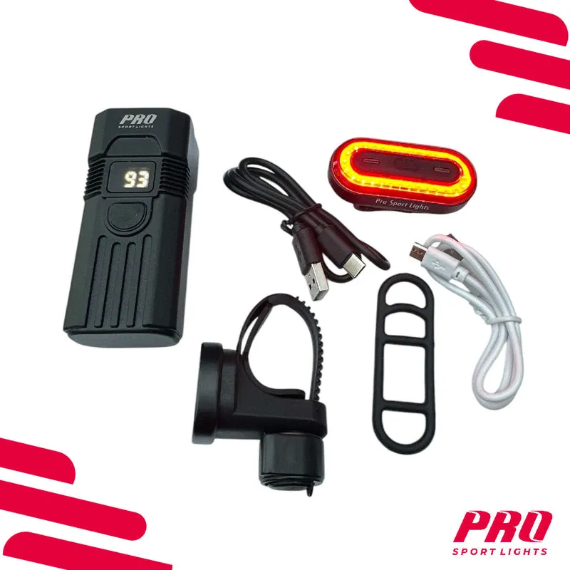 Fietsverlichting USB Oplaadbaar 1100 en 100 Lumen Koplamp en Achterlicht Fiets LED Fietslicht
