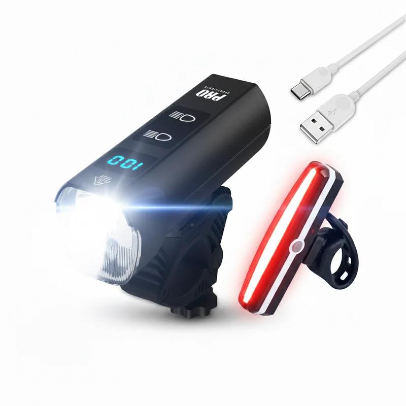 Fietsverlichting 1300 & 120 Lumen Performance Koplamp en Achterlicht set - Racefiets/MTB