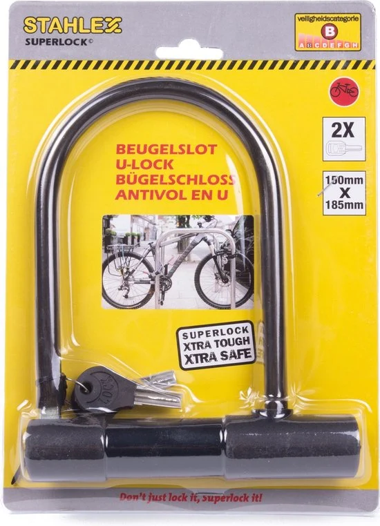 Fietsslot Beugelslot Zwart 150x185mm