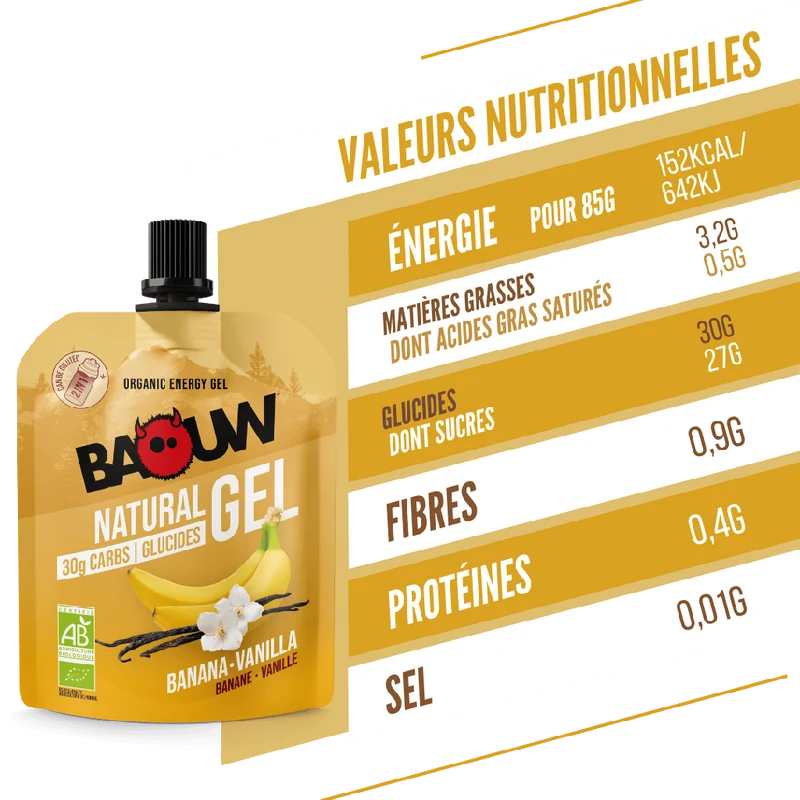 Gel Énergétique BAOUW BIO Banane-Vanille (85g)