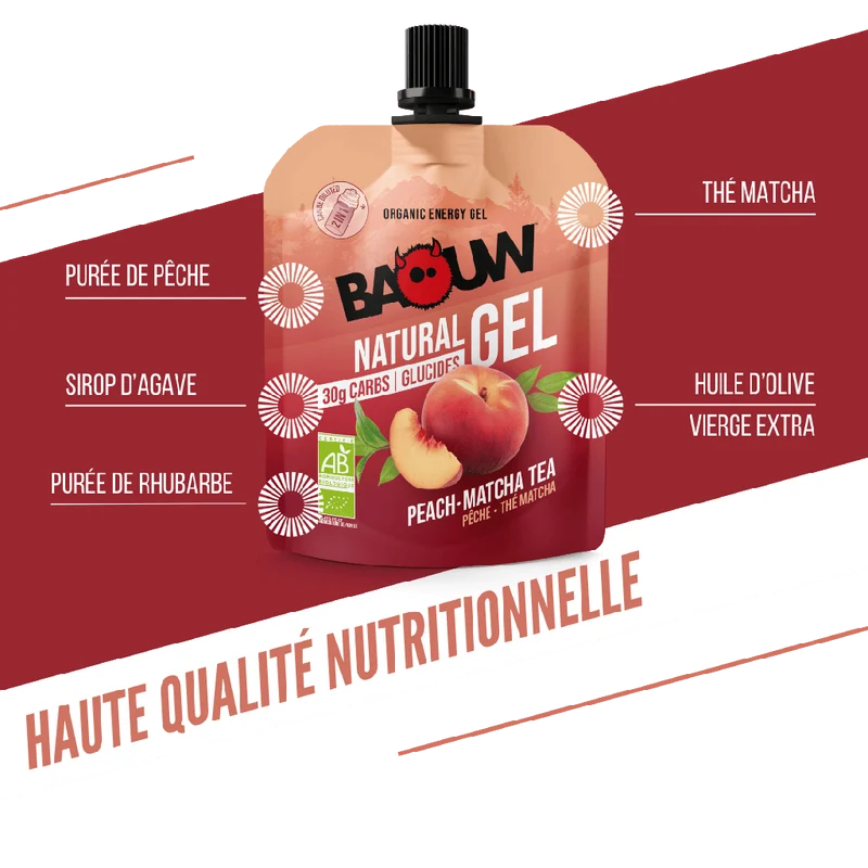 Gel Énergétique BAOUW BIO Pêche-Thé Matcha (85g)
