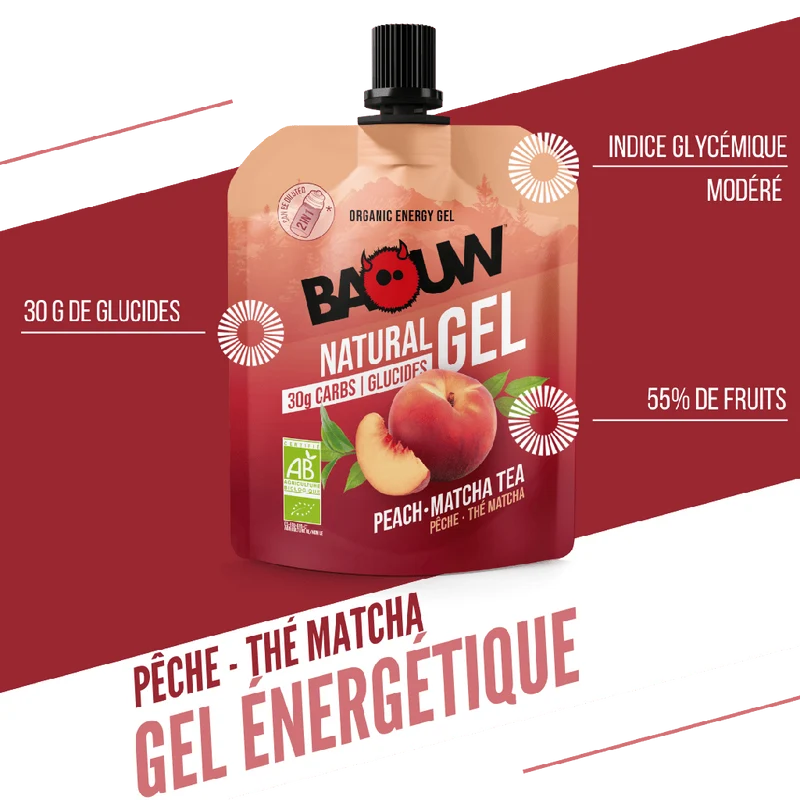 Gel Énergétique BAOUW BIO Pêche-Thé Matcha (85g)