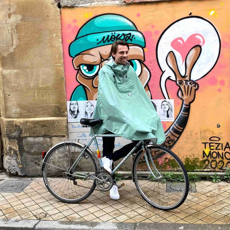 Cape de pluie vélo unisexe Le Temps des Grenouilles - Polyester 100% recyclé