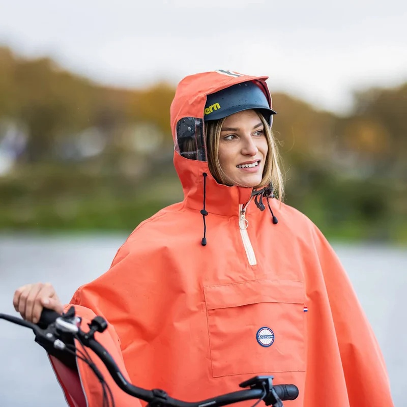 Cape de pluie vélo unisexe Le Temps des Grenouilles - Polyester 100% recyclé
