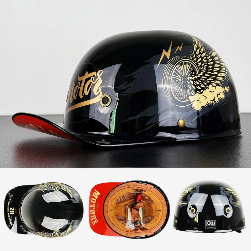 Half-Face Motorhelm met DOT & ECE Certificering - Sportieve Baseballcap Stijl Veiligheidshelm voor Scooter | Sansoti