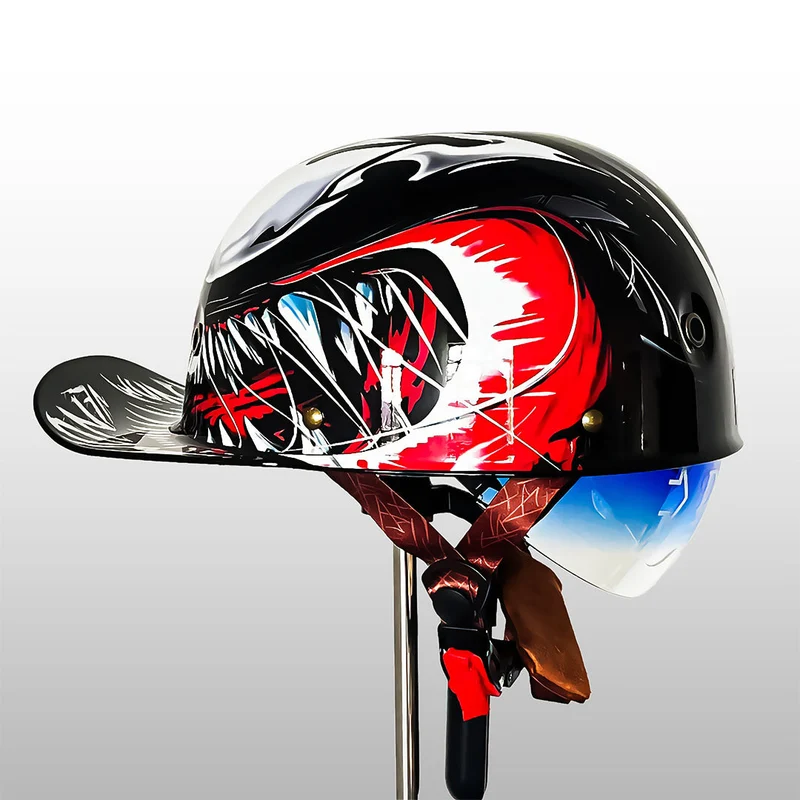 Half-Face Motorhelm met DOT & ECE Certificering - Sportieve Baseballcap Stijl Veiligheidshelm voor Scooter | Sansoti