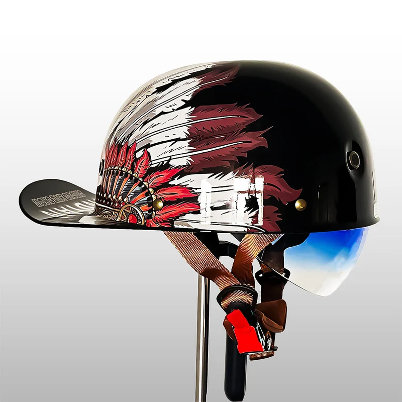 Half-Face Motorhelm met DOT & ECE Certificering - Sportieve Baseballcap Stijl Veiligheidshelm voor Scooter | Sansoti
