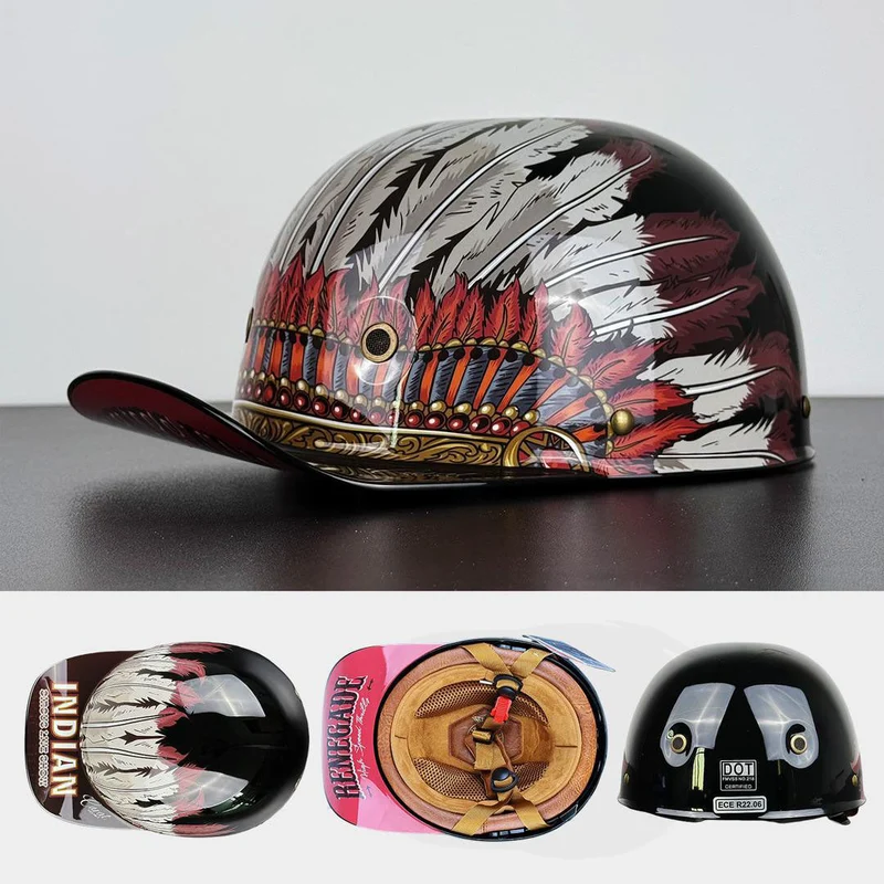 Half-Face Motorhelm met DOT & ECE Certificering - Sportieve Baseballcap Stijl Veiligheidshelm voor Scooter | Sansoti