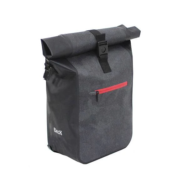 Sacoche arrière Beck Base Simple 18 L – Noir/Rouge, imperméable et robuste pour vélo & e-bike