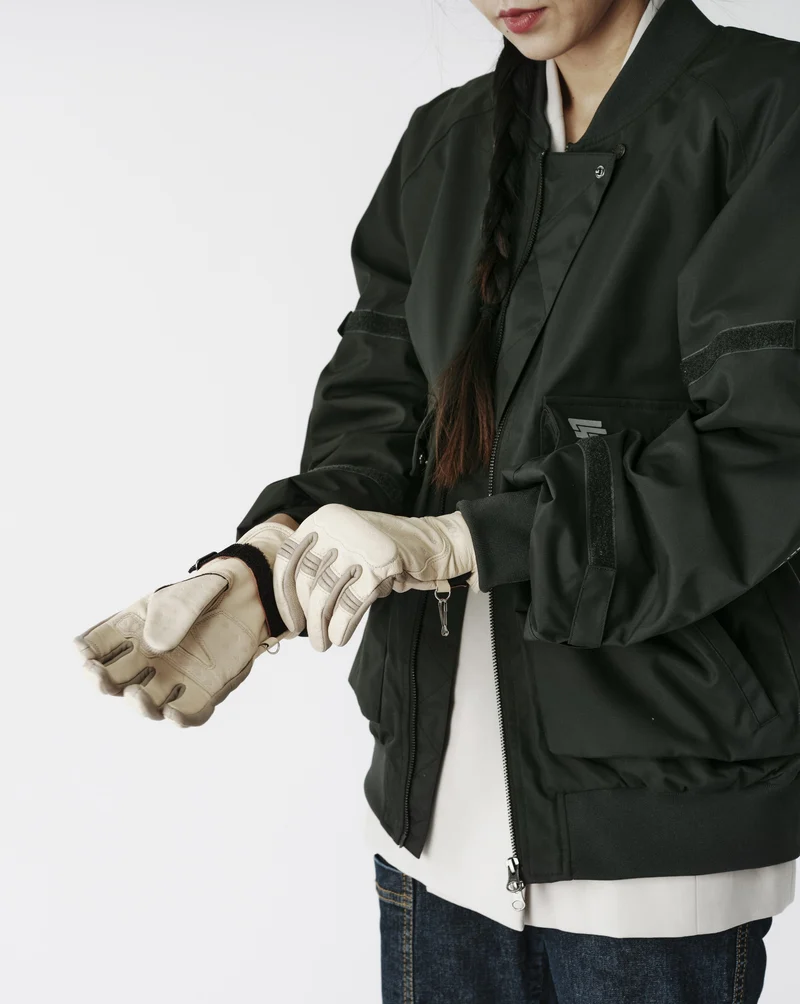 Pack bomber JIM 001. vert & gants ZOÉ 001.
