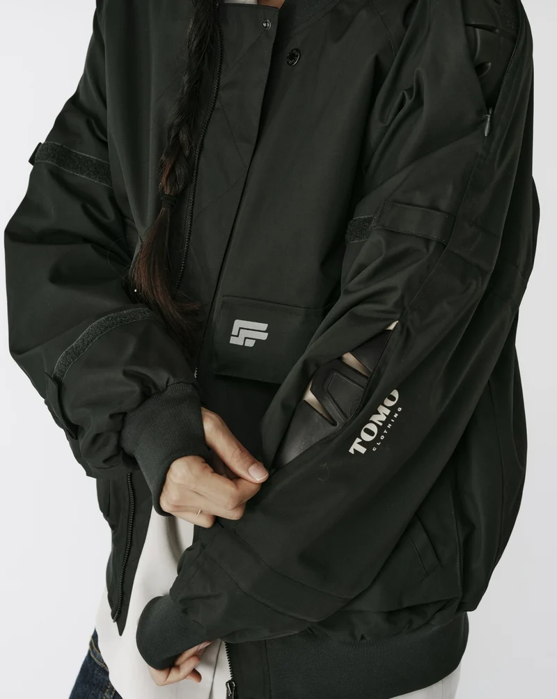 Pack bomber JIM 001. vert & gants ZOÉ 001.