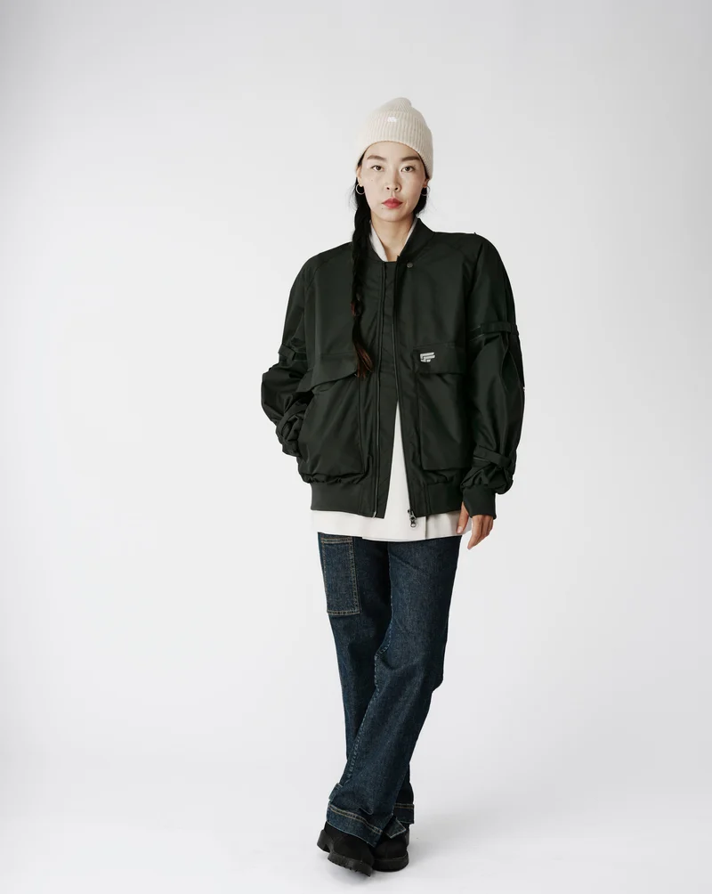 Pack bomber JIM 001. vert & gants ZOÉ 001.
