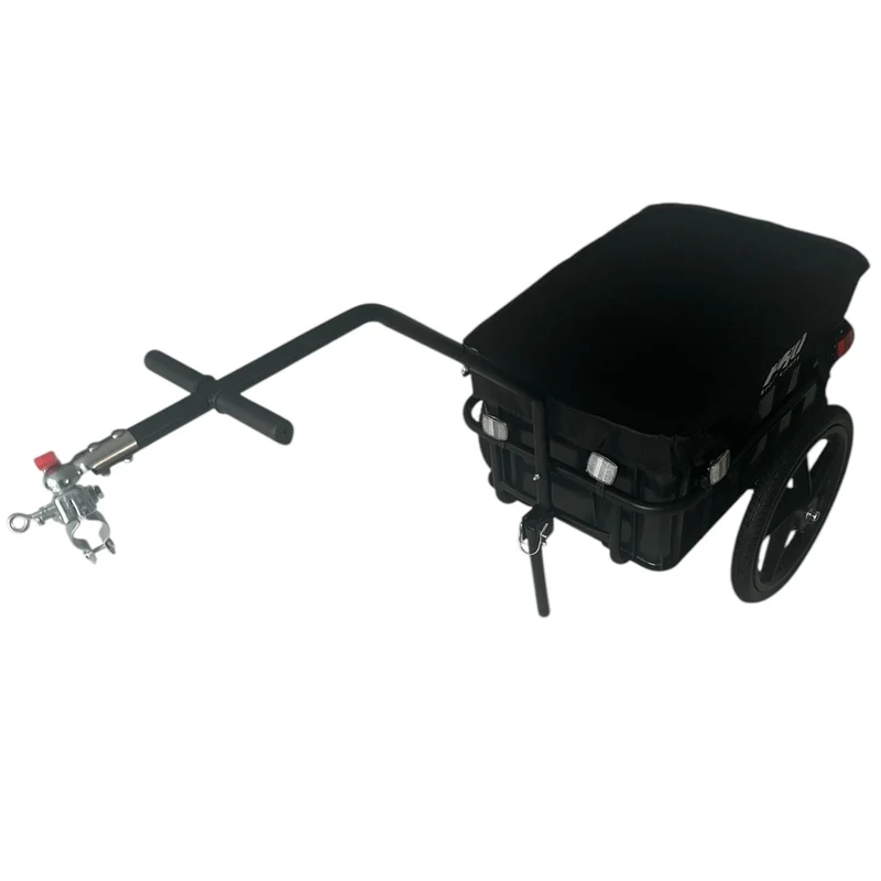 Fietskar Bagagefietskar 70L Fiets Aanhanger Met Krat Trolley + Reflectoren - Zwart