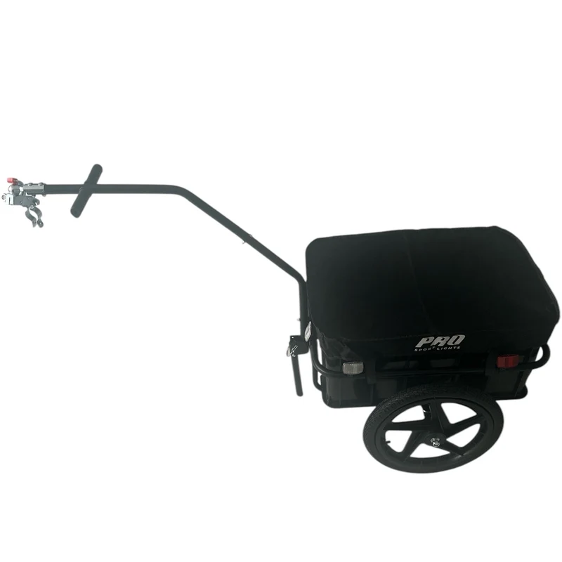 Fietskar Bagagefietskar 70L Fiets Aanhanger Met Krat Trolley + Reflectoren - Zwart