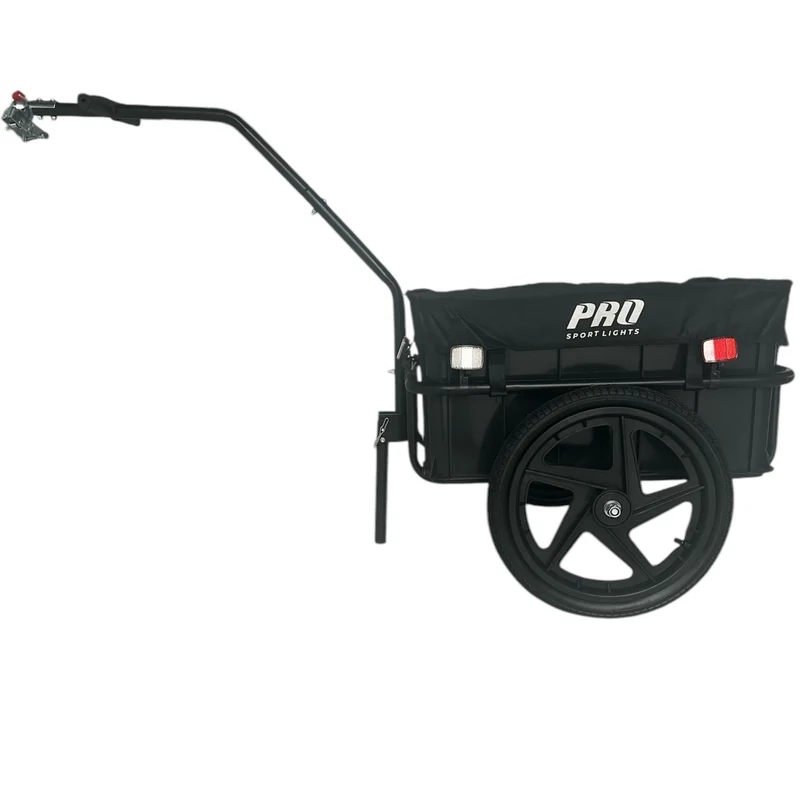 Fietskar Bagagefietskar 70L Fiets Aanhanger Met Krat Trolley + Reflectoren - Zwart