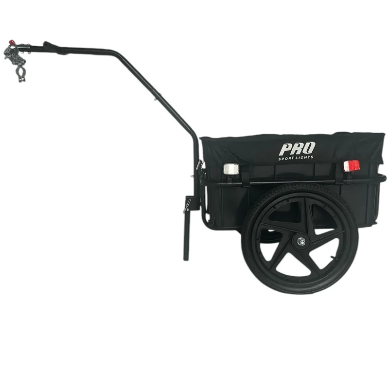 Fietskar Bagagefietskar 70L Fiets Aanhanger Met Krat Trolley + Reflectoren - Zwart