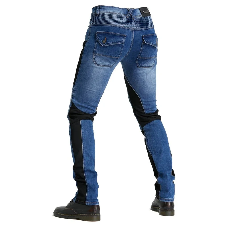 Jean de moto renforcé bleu et noir