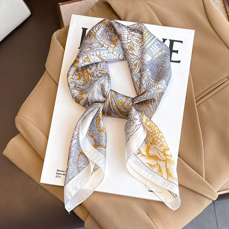 Zijden Sjaal met Ruitpatroon 70x70cm Haarband Nekdoek Voorjaar Zomer Accessoire Vierkante Sjaal Dames | Sansoti