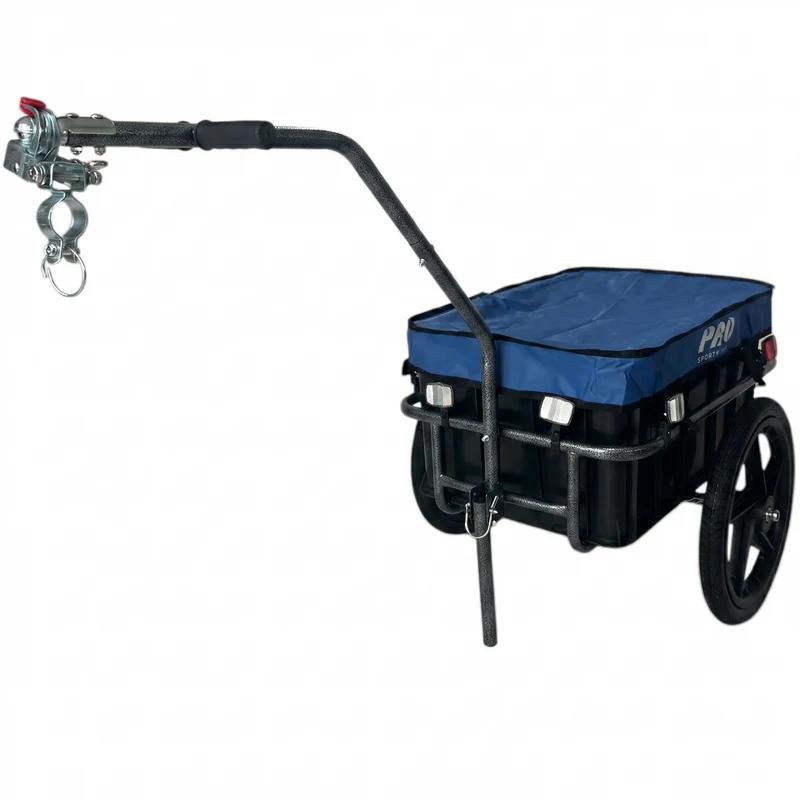 Fietskar Blauw Transport Bagage Aanhanger Fiets Met Krat 70L Reflectoren