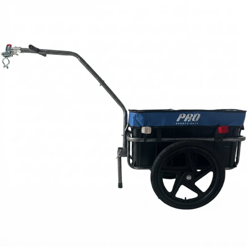 Fietskar Blauw Transport Bagage Aanhanger Fiets Met Krat 70L Reflectoren