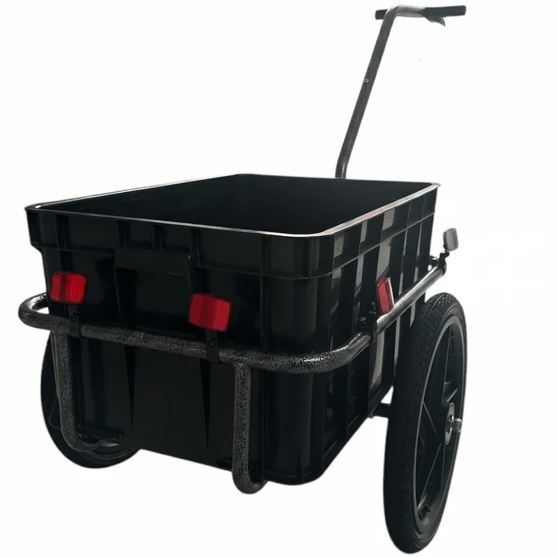Fietskar Transport Aanhanger Fiets Met Krat 70L Reflectoren - Zwart