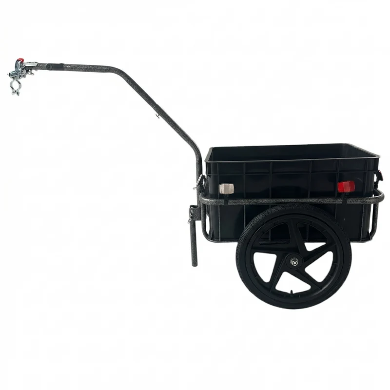 Fietskar Transport Aanhanger Fiets Met Krat 70L Reflectoren - Zwart