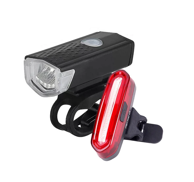 Fietsverlichting USB Oplaadbaar 300 en 120 Lumen Voorlicht Achterlicht Fiets LED