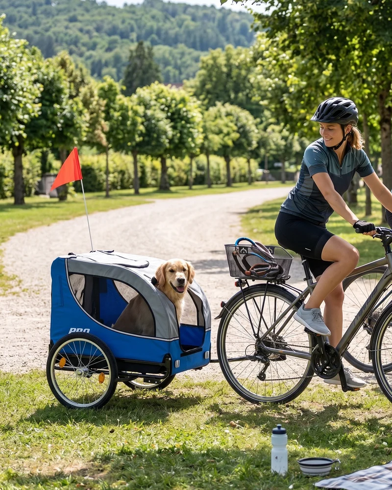 Fietskar Hond Blauw Hondenfietskar met Reflectoren – Blauw – Fietsaanhanger tot 30kg
